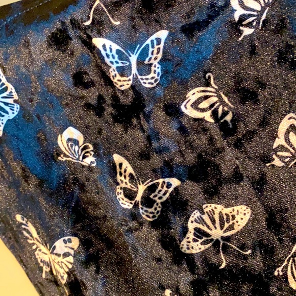 Vintage Y2K Black Velvet Butterfly Bodycon Mini Dress - Size XS/0 - Picture 4 of 6